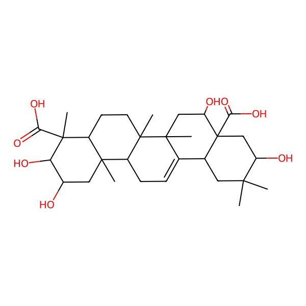 2D Structure of (2S,3R,4R,6aR,8S,8aR,10S,12aS,14bR)-2,3,8,10-tetrahydroxy-4,6a,6b,11,11,14b-hexamethyl-1,2,3,4a,5,6,7,8,9,10,12,12a,14,14a-tetradecahydropicene-4,8a-dicarboxylic acid 2D Structure of (2S,3R,4R,6aR,8S,8aR,10S,12aS,14bR)-2,3,8,10-tetrahydroxy-4,6a,6b,11,11,14b-hexamethyl-1,2,3,4a,5,6,7,8,9,10,12,12a,14,14a-tetradecahydropicene-4,8a-dicarboxylic acid