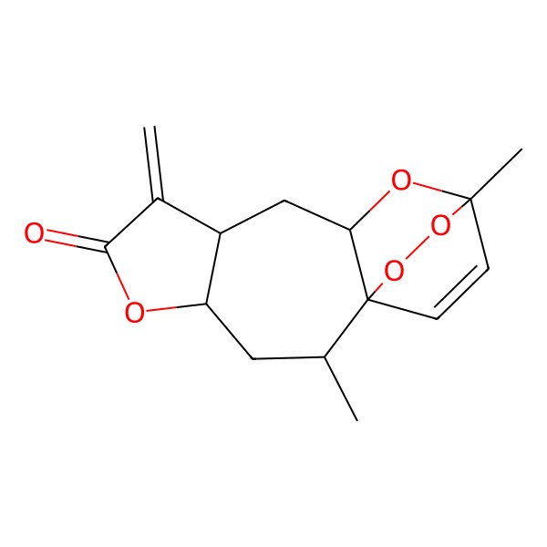2D Structure of (1S,2S,4S,8R,10R,12R)-2,12-dimethyl-7-methylidene-5,11,13,14-tetraoxatetracyclo[10.2.2.01,10.04,8]hexadec-15-en-6-one