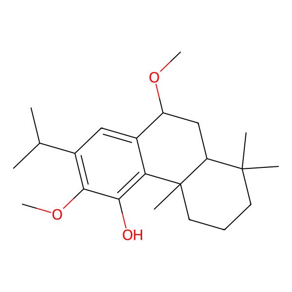 2D Structure of (4bS,8aS,10S)-3,10-dimethoxy-4b,8,8-trimethyl-2-propan-2-yl-5,6,7,8a,9,10-hexahydrophenanthren-4-ol