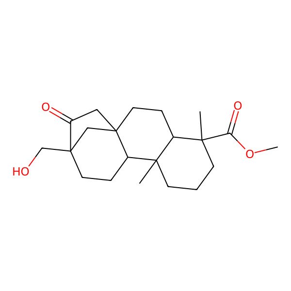 2D Structure of methyl (1S,4R,5R,9R,13R)-13-(hydroxymethyl)-5,9-dimethyl-14-oxotetracyclo[11.2.1.01,10.04,9]hexadecane-5-carboxylate