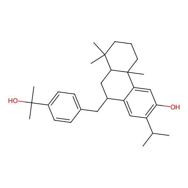 2D Structure of (4bS,8aS,10S)-10-[[4-(2-hydroxypropan-2-yl)phenyl]methyl]-4b,8,8-trimethyl-2-propan-2-yl-5,6,7,8a,9,10-hexahydrophenanthren-3-ol