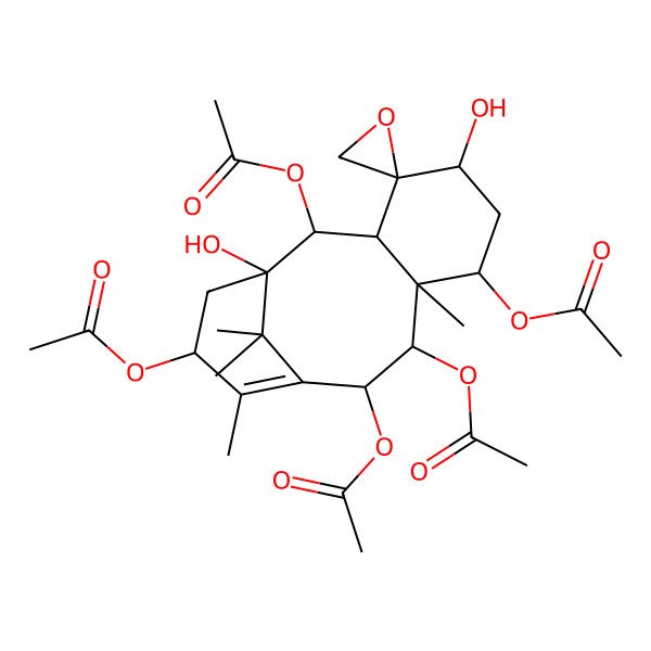 2D Structure of [(1'S,2S,2'S,3'R,5'S,7'S,8'S,9'R,10'R,13'S)-2',9',10',13'-tetraacetyloxy-1',5'-dihydroxy-8',12',15',15'-tetramethylspiro[oxirane-2,4'-tricyclo[9.3.1.03,8]pentadec-11-ene]-7'-yl] acetate