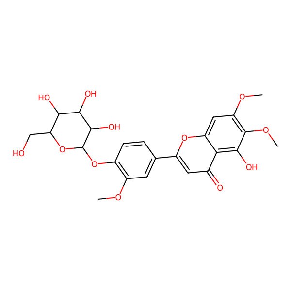 2D Structure of 5-hydroxy-6,7-dimethoxy-2-[3-methoxy-4-[(2R,3S,4R,5R,6S)-3,4,5-trihydroxy-6-(hydroxymethyl)oxan-2-yl]oxyphenyl]chromen-4-one