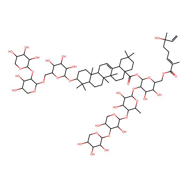 2D Structure of 3beta-[6-O-(2-O-beta-D-Xylopyranosyl-alpha-L-arabinopyranosyl)-beta-D-glucopyranosyloxy]-28-oxooleana-12-ene-28-yl 2-O-[4-O-(3-O-beta-D-xylopyranosyl-beta-D-xylopyranosyl)-alpha-L-rhamnopyranosyl]-6-O-[(6S,2E)-6-hydroxy-2,6-dimethyl-1-oxo-2,7-octadienyl]-beta-D-glucopyranoside
