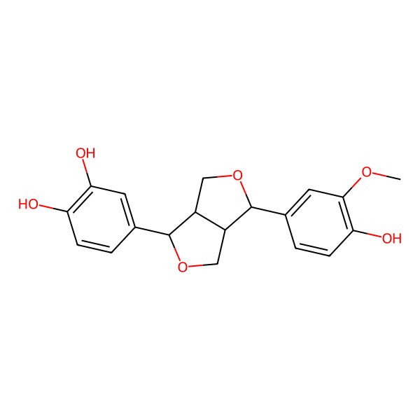 2D Structure of 4-[(3S,3aR,6R,6aR)-6-(4-hydroxy-3-methoxyphenyl)-1,3,3a,4,6,6a-hexahydrofuro[3,4-c]furan-3-yl]benzene-1,2-diol