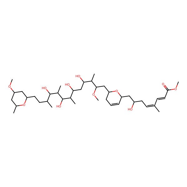 2D Structure of methyl (2E,4E,7S)-7-hydroxy-4-methyl-8-[(2S,6R)-2-[(2S,3S,4S,6R,7S,8S,9S,10S,11S)-4,6,8,10-tetrahydroxy-2-methoxy-13-[(2S,4R,6S)-4-methoxy-6-methyloxan-2-yl]-3,7,9,11-tetramethyltridecyl]-3,6-dihydro-2H-pyran-6-yl]octa-2,4-dienoate
