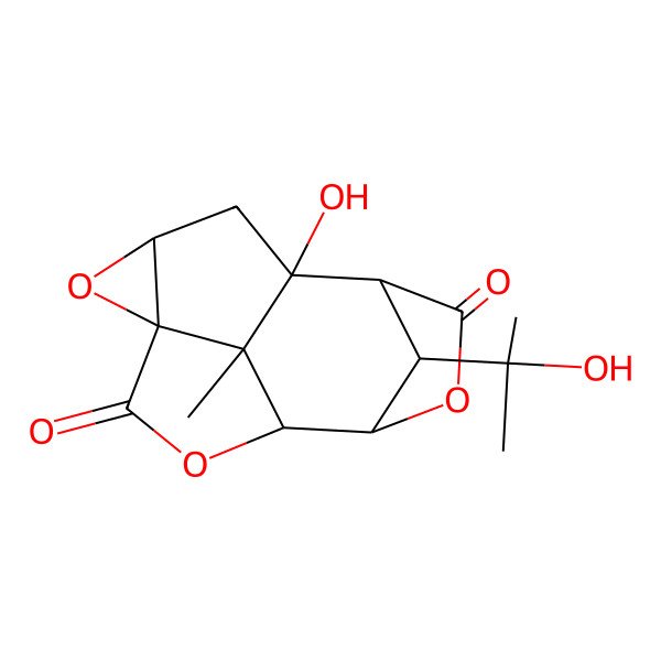2D Structure of (1R,3S,5S,8S,9S,12R,13R,14S)-1-hydroxy-14-(2-hydroxypropan-2-yl)-13-methyl-4,7,10-trioxapentacyclo[6.4.1.19,12.03,5.05,13]tetradecane-6,11-dione
