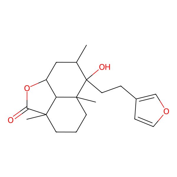 2D Structure of (1R,4S,8S,9R,10S,12R)-9-[2-(furan-3-yl)ethyl]-9-hydroxy-4,8,10-trimethyl-2-oxatricyclo[6.3.1.04,12]dodecan-3-one