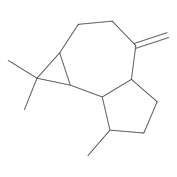 2D Structure of (1aS,4aS,7aS,7bR)-1,1,7-trimethyl-4-methylidene-2,3,4a,5,6,7,7a,7b-octahydro-1aH-cyclopropa[e]azulene