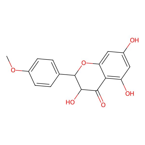 2D Structure of 4H-1-Benzopyran-4-one, 2,3-dihydro-3,5,7-trihydroxy-2-(4-methoxyphenyl)-