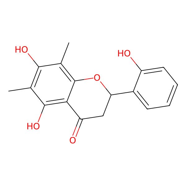 2D Structure of 4H-1-Benzopyran-4-one, 2,3-dihydro-5,7-dihydroxy-2-(2-hydroxyphenyl)-6,8-dimethyl-, (2S)- 2D Structure of 4H-1-Benzopyran-4-one, 2,3-dihydro-5,7-dihydroxy-2-(2-hydroxyphenyl)-6,8-dimethyl-, (2S)-
