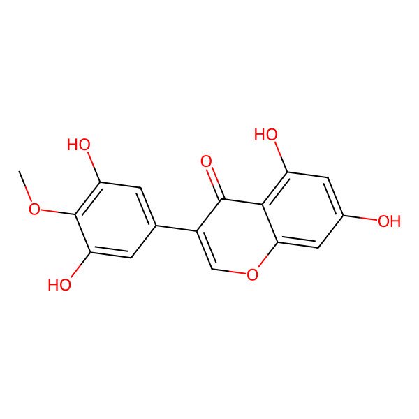 2D Structure of 4H-1-Benzopyran-4-one, 3-(3,5-dihydroxy-4-methoxyphenyl)-5,7-dihydroxy- 2D Structure of 4H-1-Benzopyran-4-one, 3-(3,5-dihydroxy-4-methoxyphenyl)-5,7-dihydroxy-