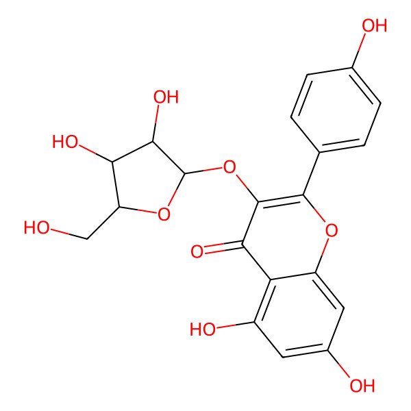 2D Structure of 4H-1-Benzopyran-4-one, 3-(alpha-L-arabinofuranosyloxy)-5,7-dihydroxy-2-(4-hydroxyphenyl)-