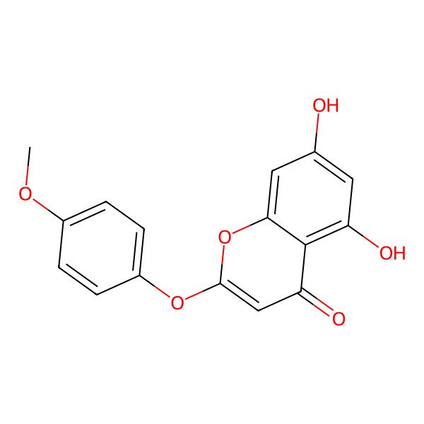 2D Structure of 4H-1-Benzopyran-4-one, 5,7-dihydroxy-2-(4-methoxyphenoxy)-