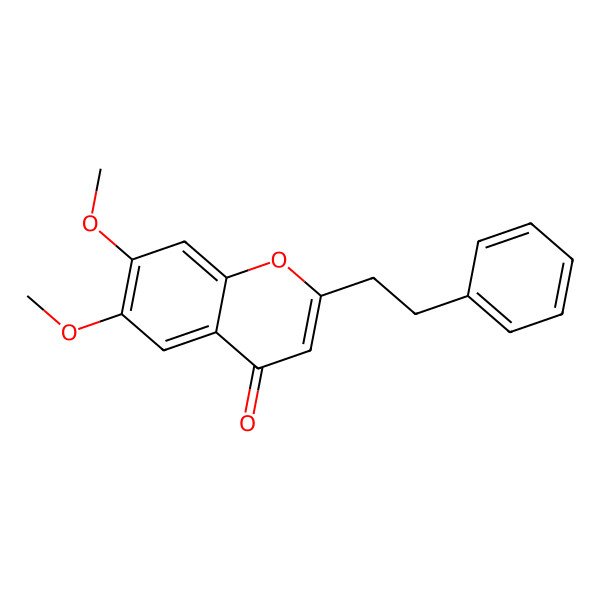 2D Structure of 4H-1-Benzopyran-4-one, 6,7-dimethoxy-2-(2-phenylethyl)-