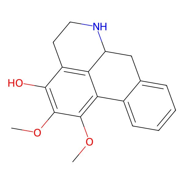 2D Structure of 4H-Dibenzo(de,g)quinolin-3-ol, 5,6,6a,7-tetrahydro-1,2-dimethoxy-, (R)- 2D Structure of 4H-Dibenzo(de,g)quinolin-3-ol, 5,6,6a,7-tetrahydro-1,2-dimethoxy-, (R)-