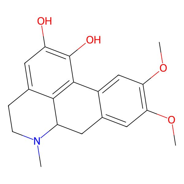 2D Structure of 4H-Dibenzo(de,g)quinoline-1,2-diol, 5,6,6a,7-tetrahydro-9,10-dimethoxy-6-methyl-, (6aS)-
