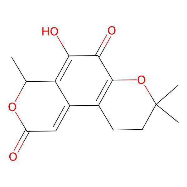 2D Structure of (4R)-5-hydroxy-4,8,8-trimethyl-9,10-dihydro-4H-pyrano[4,3-f]chromene-2,6-dione