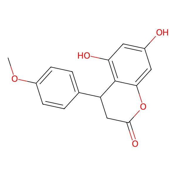 2D Structure of (4R)-5,7-dihydroxy-4-(4-methoxyphenyl)-3,4-dihydrochromen-2-one 2D Structure of (4R)-5,7-dihydroxy-4-(4-methoxyphenyl)-3,4-dihydrochromen-2-one