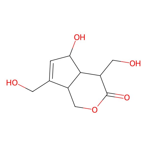 2D Structure of (4R,4aS,5R,7aS)-5-hydroxy-4,7-bis(hydroxymethyl)-4,4a,5,7a-tetrahydro-1H-cyclopenta[c]pyran-3-one