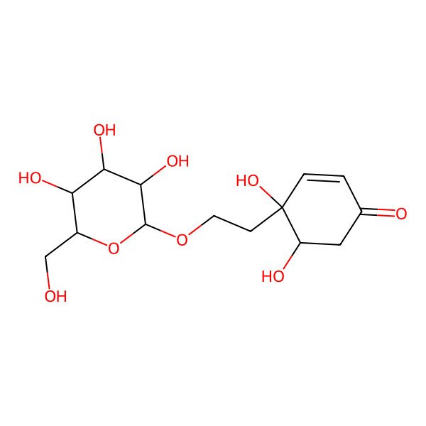 2D Structure of (4R,5R)-4,5-Dihydroxy-4-[2-(beta-D-glucopyranosyloxy)ethyl]-2-cyclohexen-1-one
