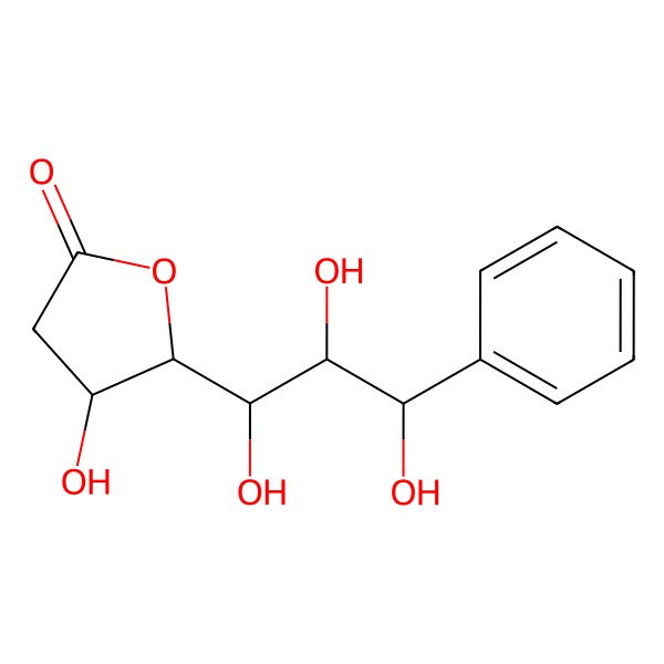 2D Structure of (4R,5S)-4-hydroxy-5-[(1S,2R,3R)-1,2,3-trihydroxy-3-phenylpropyl]oxolan-2-one