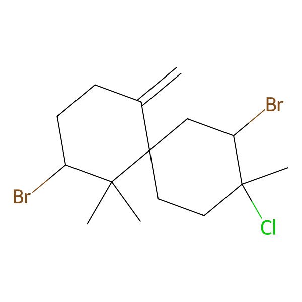2D Structure of (4R,6S,9S,10S)-4,10-dibromo-9-chloro-5,5,9-trimethyl-1-methylidenespiro[5.5]undecane