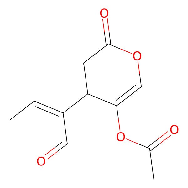 2D Structure of [(4S)-2-oxo-4-[(E)-1-oxobut-2-en-2-yl]-3,4-dihydropyran-5-yl] acetate