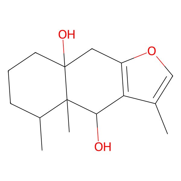 2D Structure of (4S,4aS,5S,8aS)-3,4a,5-trimethyl-4,5,6,7,8,9-hexahydrobenzo[f][1]benzofuran-4,8a-diol