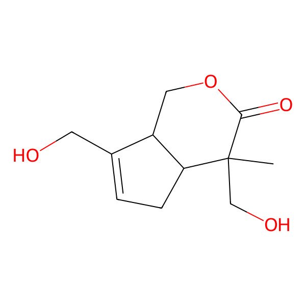 2D Structure of (4S,4aS,7aS)-4,7-bis(hydroxymethyl)-4-methyl-1,4a,5,7a-tetrahydrocyclopenta[c]pyran-3-one