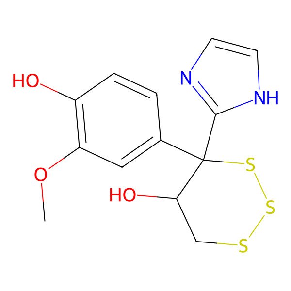 2D Structure of (4S,5S)-4-(4-hydroxy-3-methoxyphenyl)-4-(1H-imidazol-2-yl)trithian-5-ol