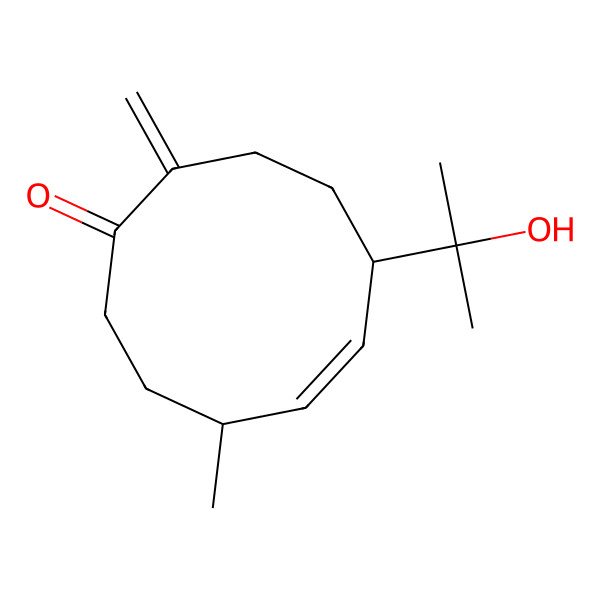 2D Structure of (4S,5Z,7S)-7-(2-hydroxypropan-2-yl)-4-methyl-10-methylidenecyclodec-5-en-1-one