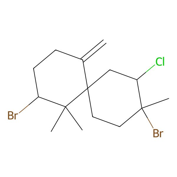 2D Structure of (4S,6R,9R,10R)-4,9-dibromo-10-chloro-5,5,9-trimethyl-1-methylidenespiro[5.5]undecane