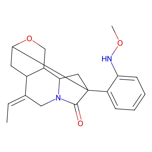 2D Structure of (4Z)-4-ethylidene-8-[2-(methoxyamino)phenyl]-13-oxa-6-azatetracyclo[6.5.0.03,11.06,10]tridecan-7-one