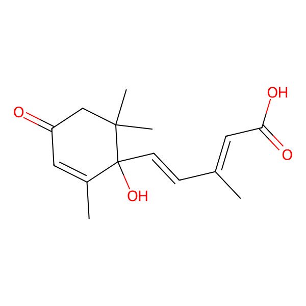 2D Structure of 5-(1-Hydroxy-2,6,6-trimethyl-4-oxocyclohex-2-en-1-yl)-3-methylpenta-2,4-dienoic acid