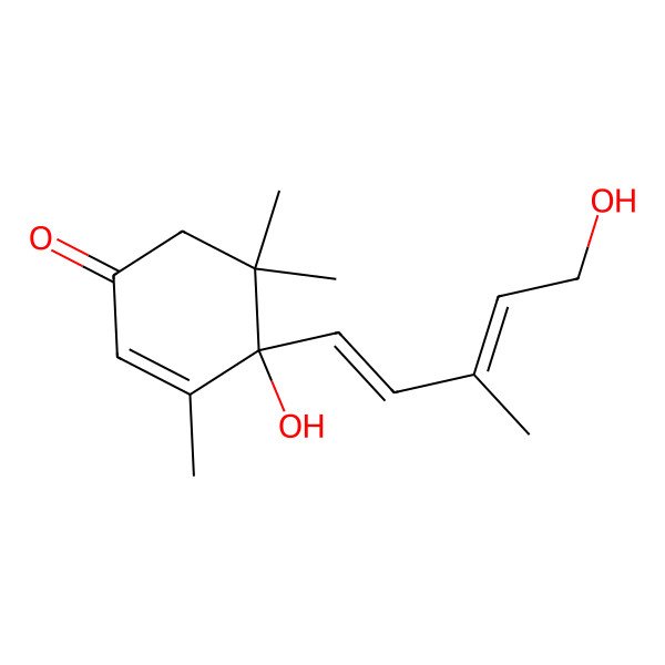 2D Structure of 5-[(1S)-2,6,6-Trimethyl-4-oxo-1-hydroxy-2-cyclohexenyl]-3-methyl-2,4-pentadien-1-ol