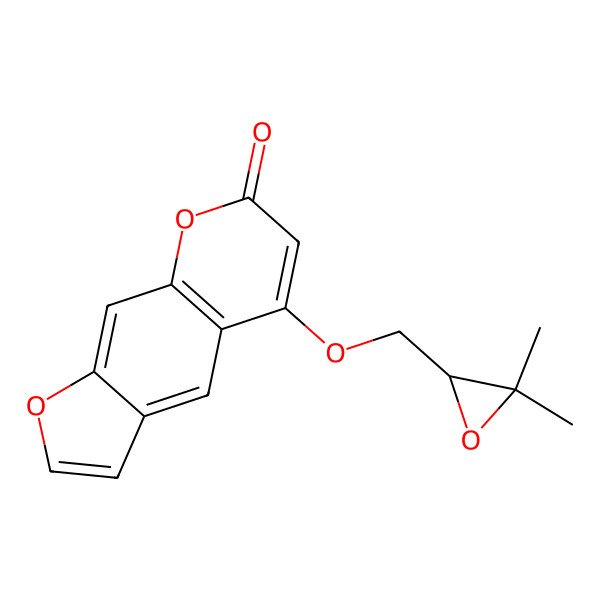 2D Structure of 5-[[(2R)-3,3-dimethyloxiran-2-yl]methoxy]furo[3,2-g]chromen-7-one