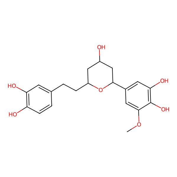 2D Structure of 5-[(2S,4S,6S)-6-[2-(3,4-dihydroxyphenyl)ethyl]-4-hydroxyoxan-2-yl]-3-methoxybenzene-1,2-diol