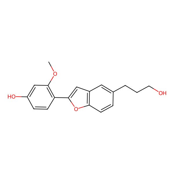 2D Structure of 5-(3-Hydroxypropyl)-2-(2-methoxy-4-hydroxyphenyl)benzofuran