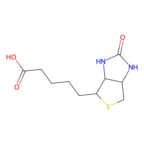 2D Structure of 5-[(3aR,4R,6aS)-2-oxo-1,3,3a,4,6,6a-hexahydrothieno[3,4-d]imidazol-4-yl]pentanoic acid