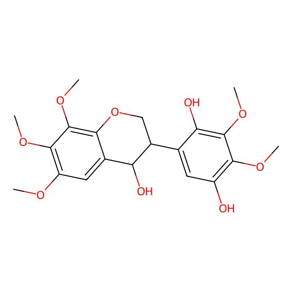 2D Structure of 5-[(3S,4R)-4-hydroxy-6,7,8-trimethoxy-chroman-3-yl]-2,3-dimethoxy-benzene-1,4-diol