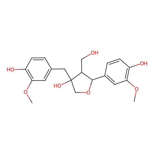 2D Structure of 5-(4-Hydroxy-3-methoxyphenyl)-3-[(4-hydroxy-3-methoxyphenyl)methyl]-4-(hydroxymethyl)oxolan-3-ol