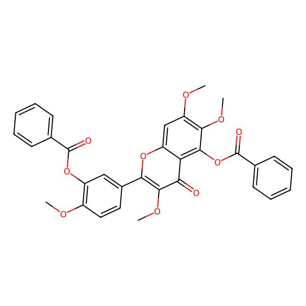 2D Structure of [5-(5-Benzoyloxy-3,6,7-trimethoxy-4-oxochromen-2-yl)-2-methoxyphenyl] benzoate