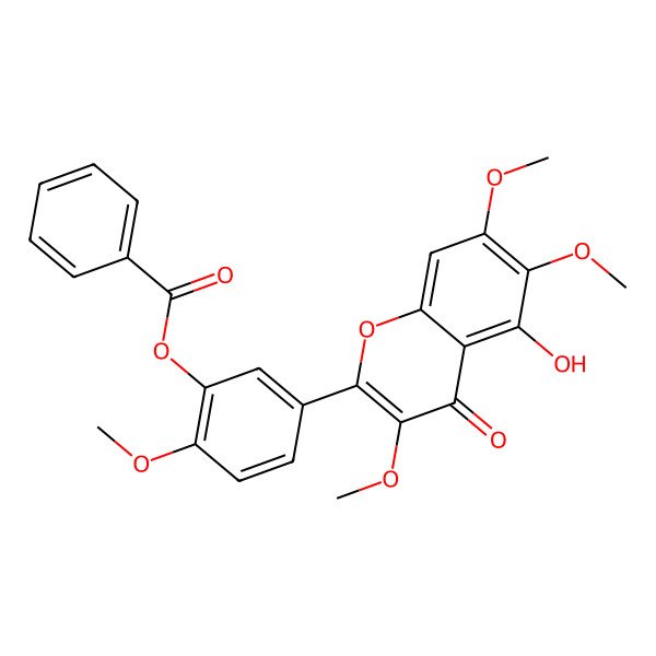 2D Structure of [5-(5-Hydroxy-3,6,7-trimethoxy-4-oxochromen-2-yl)-2-methoxyphenyl] benzoate