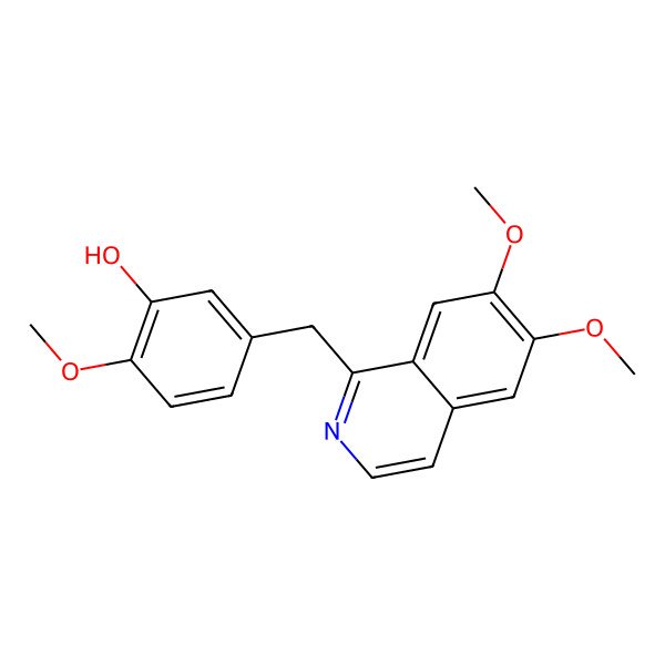2D Structure of 5-[(6,7-Dimethoxyisoquinolin-1-yl)methyl]-2-methoxyphenol