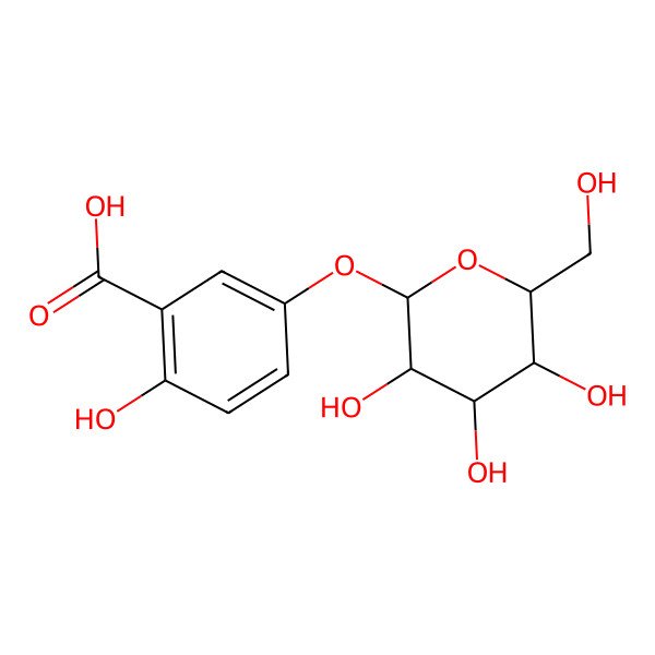 2D Structure of 5-(beta-D-glucopyranosyloxy)-2-hydroxybenzoic acid