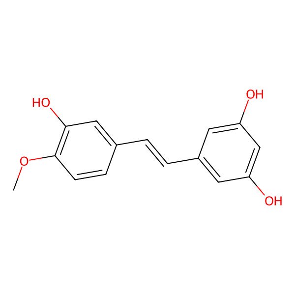 2D Structure of 5-[(E)-2-(3-hydroxy-4-methoxyphenyl)ethenyl]benzene-1,3-diol