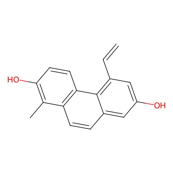 2D Structure of 5-Ethenyl-1-methylphenanthrene-2,7-diol