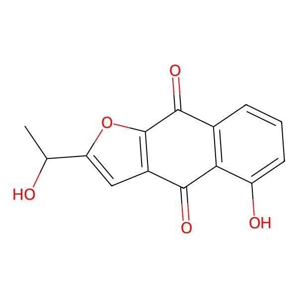 2D Structure of 5-Hydroxy-2-(1-Hydroxyethyl)Naphtho(2,3-B)Furan-4,9-Dione