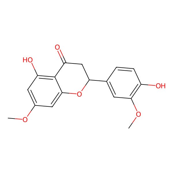 2D Structure of 5-Hydroxy-2-(4-hydroxy-3-methoxyphenyl)-7-methoxy-2,3-dihydrochromen-4-one